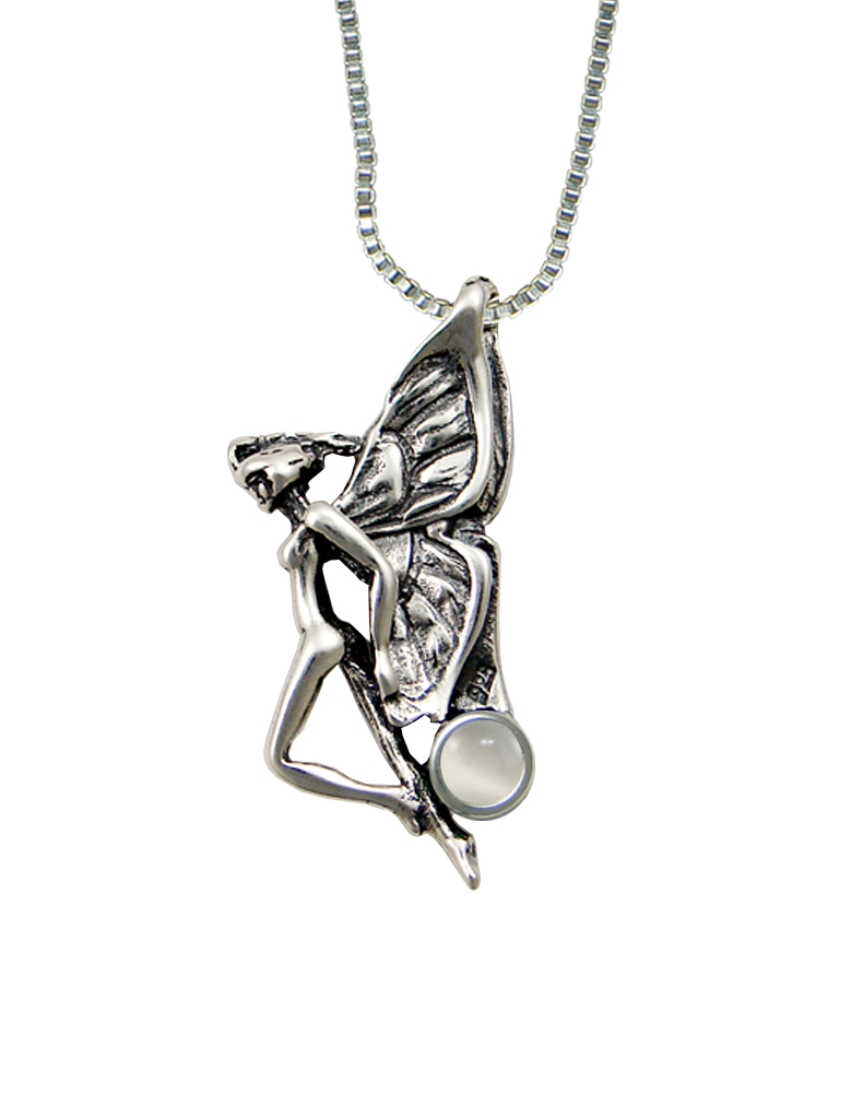 Sterling Silver Fairy of the Summer Sky Pendant With White Moonstone